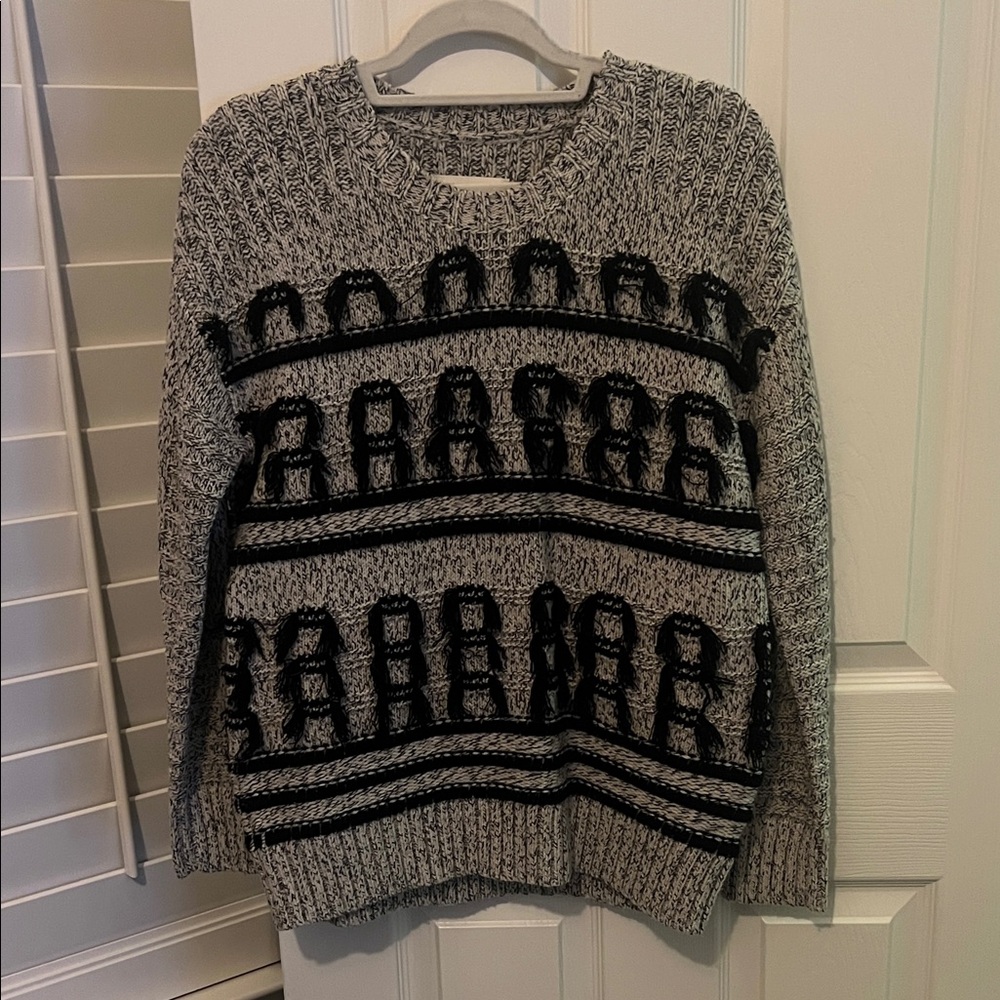 Current/Elliott Black and Gray Crew Neck Sweater